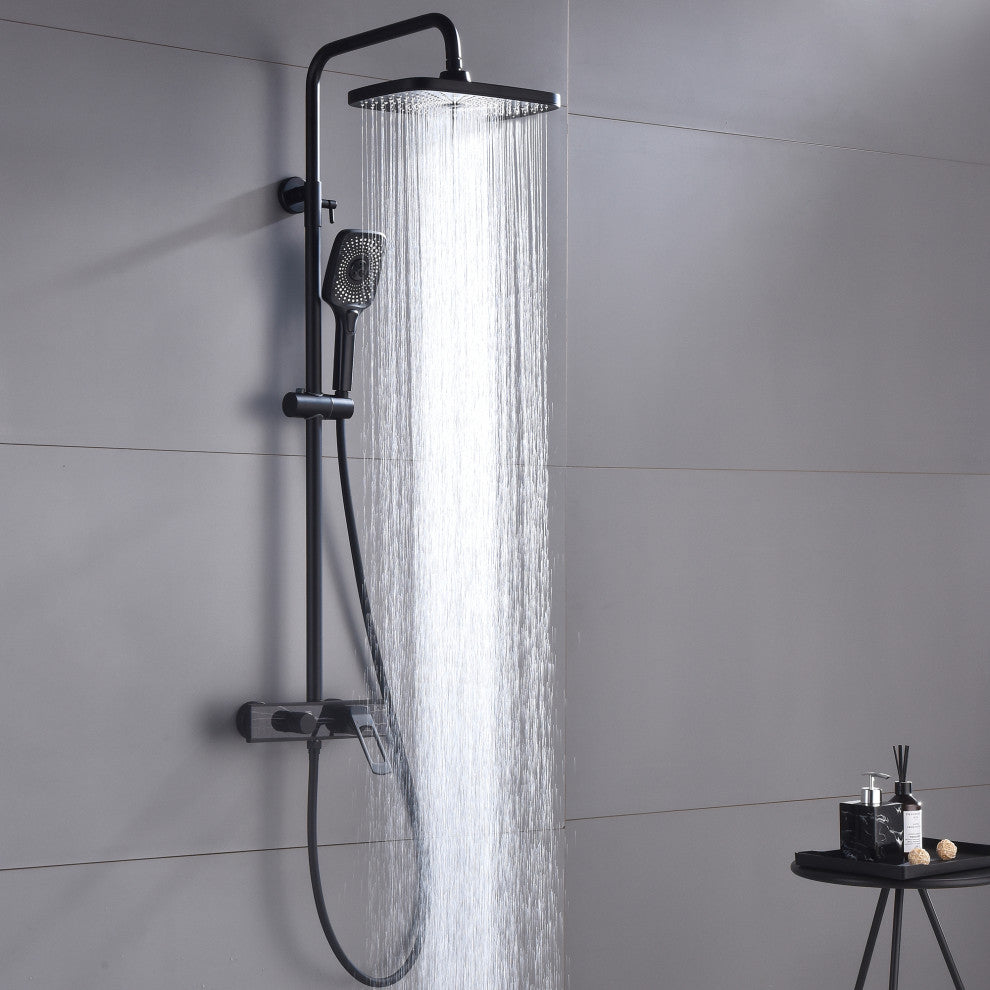 Dual Handle Shower System With Multi-Function Hand Shower, Matte Black