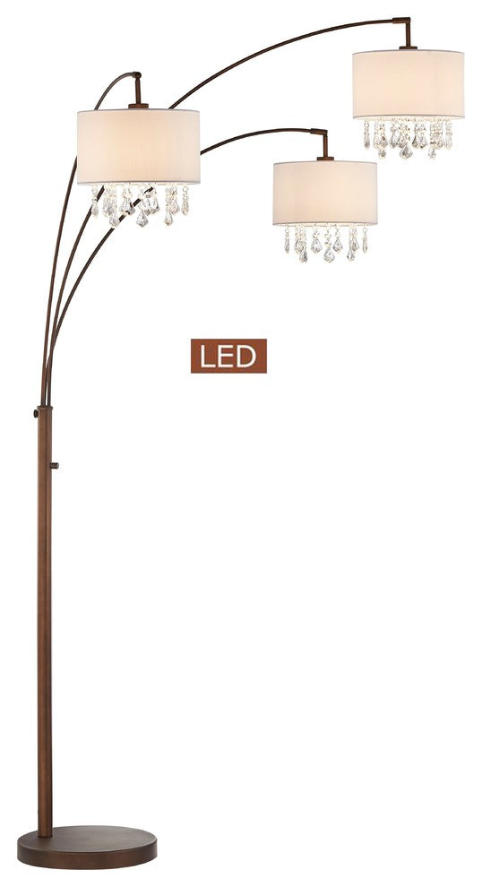 Lumiere IV LED Crystal Arched Floor Lamp, Dimmer, Antique Bronze, 80"