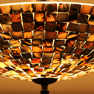 Chloe Lighting Crown Mosaic-Style 2-Light Semi-Flush Ceiling Fixture 16" Wide