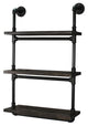 Juneau 30" 3-Tier Wall Mounted Bookcase, Black Steel/Dark Brown Wood