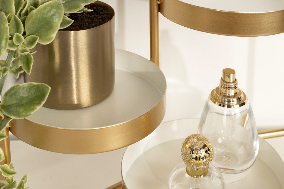 Finn Tiered Tabletop Planter, White Gold