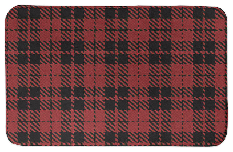 Red and Black Plaid 34x21 Bath Mat