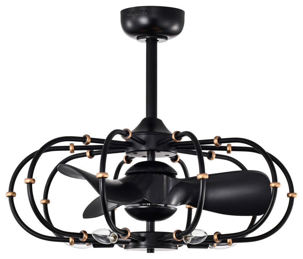 Mill 26 in. 5-Light Indoor Matte Black Finish Ceiling Fan with Light Kit
