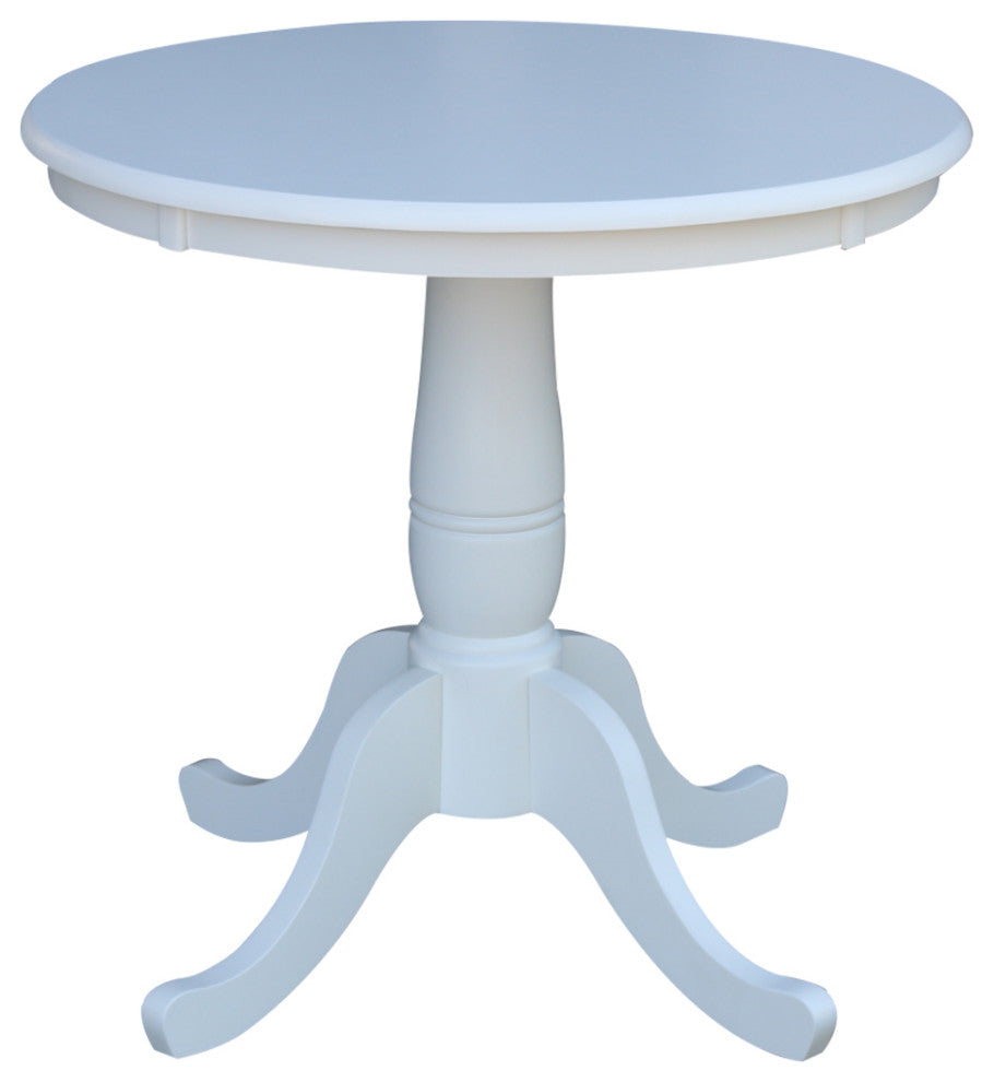 Round Top Pedestal Table, White, 30 Inch Round