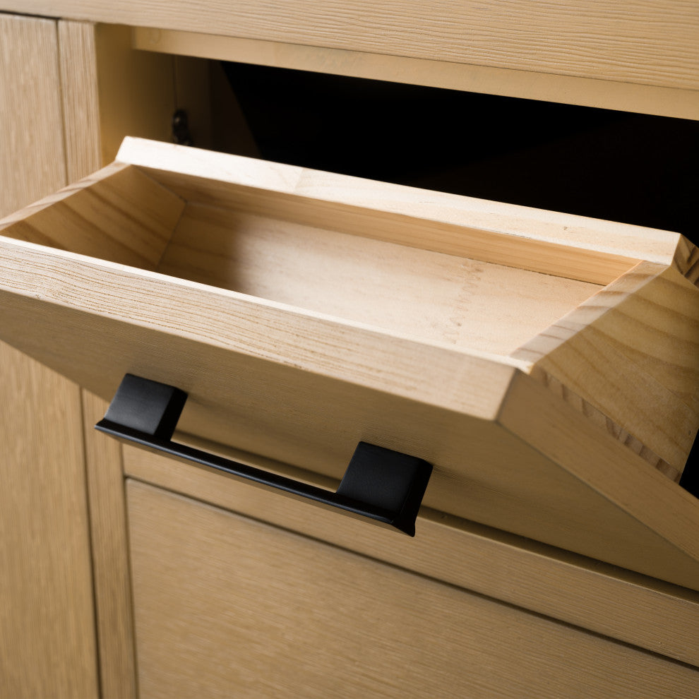 Vanity Art Bathroom Vanity With Sink, Natural Oak, 42", Single Sink, Matte Black