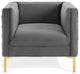Armchair Accent Chair, Velvet, Dark Gray, Modern, Living Lounge Hospitality
