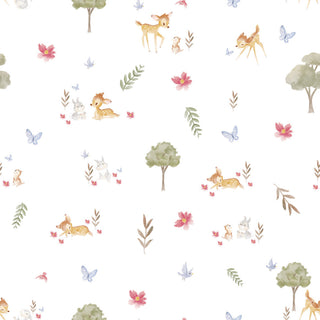 White Bambi Watercolor Peel & Stick Wallpaper