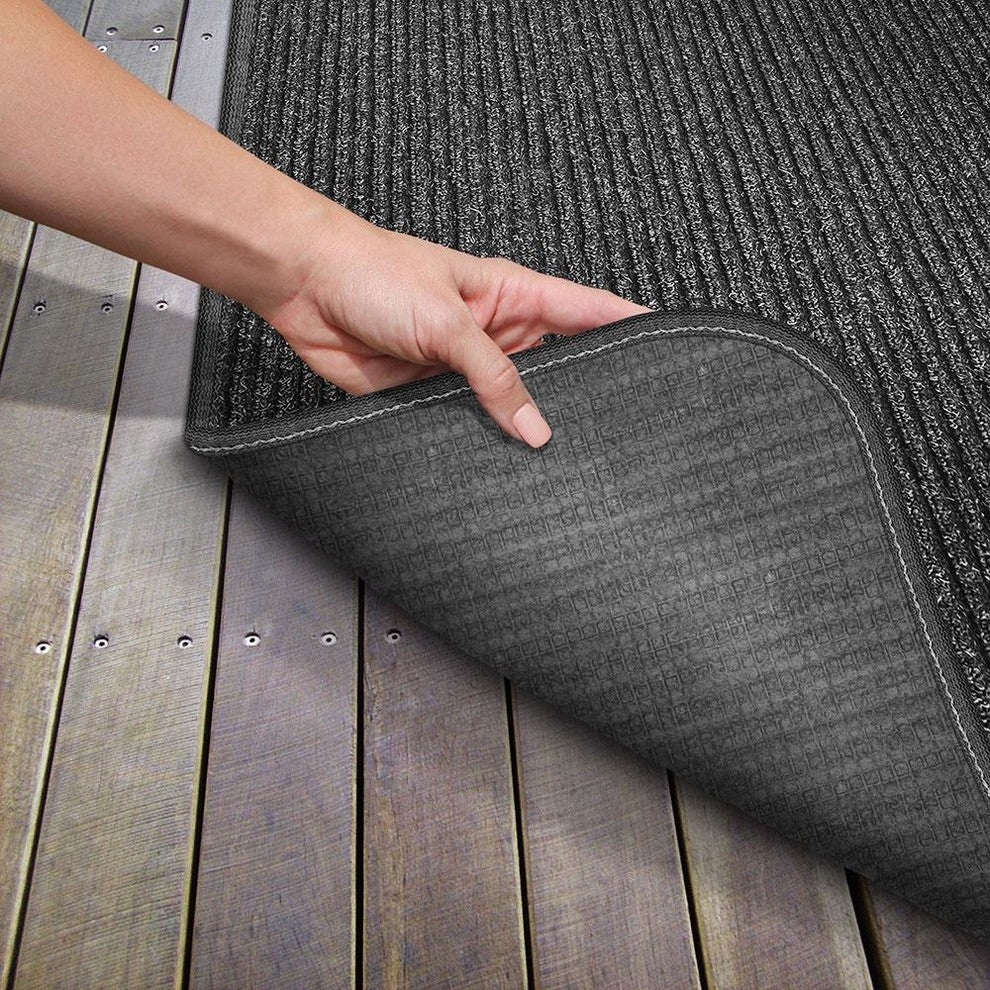 Skid-Resistant Heavy-Duty Door Mat, Charcoal Black, 3'x6'