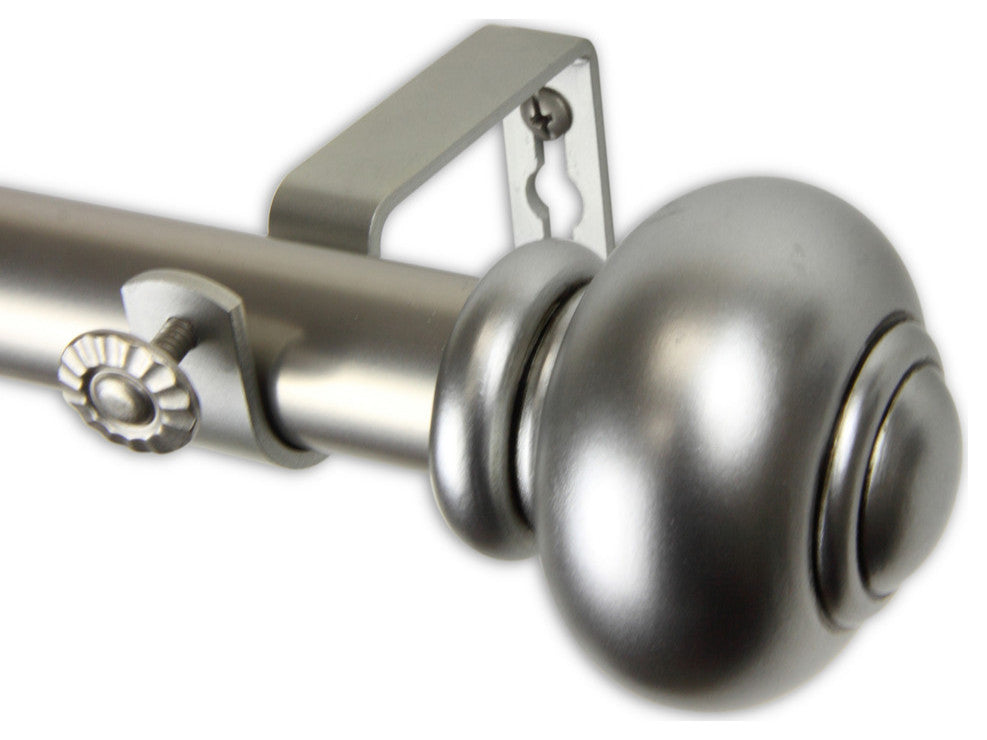 Bedpost 1" Curtain Rod, Satin Nickel, 66"-120"