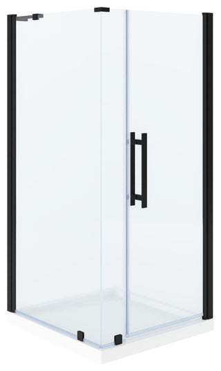 Pasadena 36"Wx36"Dx74 3/4"H Corner Pivot Shower Kit Black Base