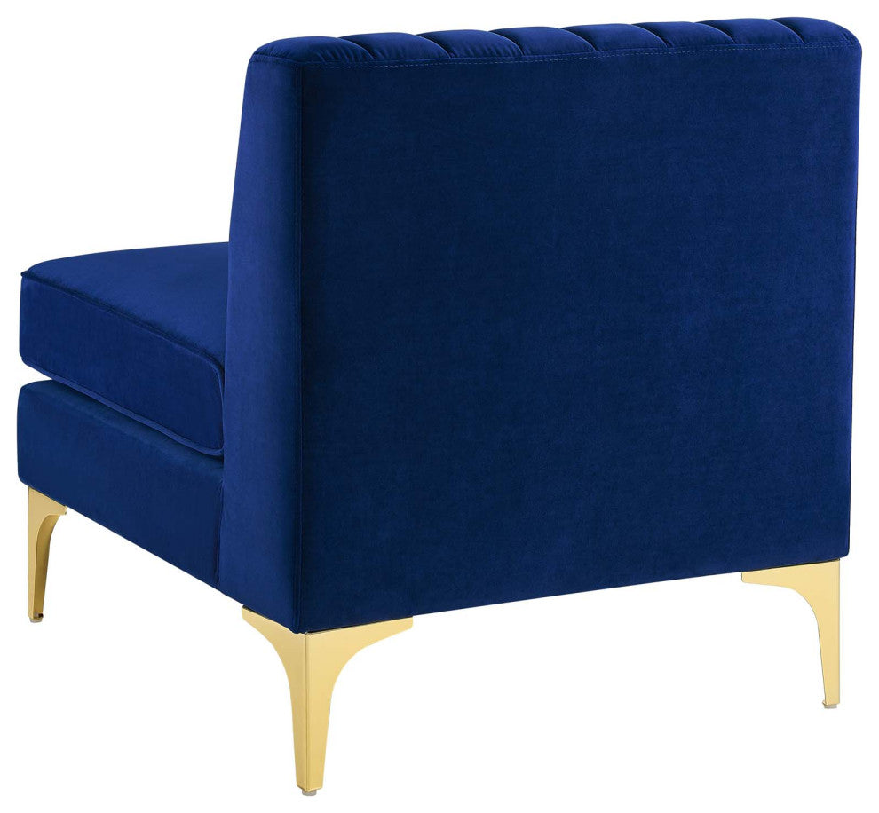 Tufted Sectional Sofa Set, Velvet, Blue Navy, Modern, Living Lounge Hospitality
