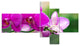 Beautiful Orchid Flowers on Green, Floral Canvas Print, 60"x32", 5 panels
