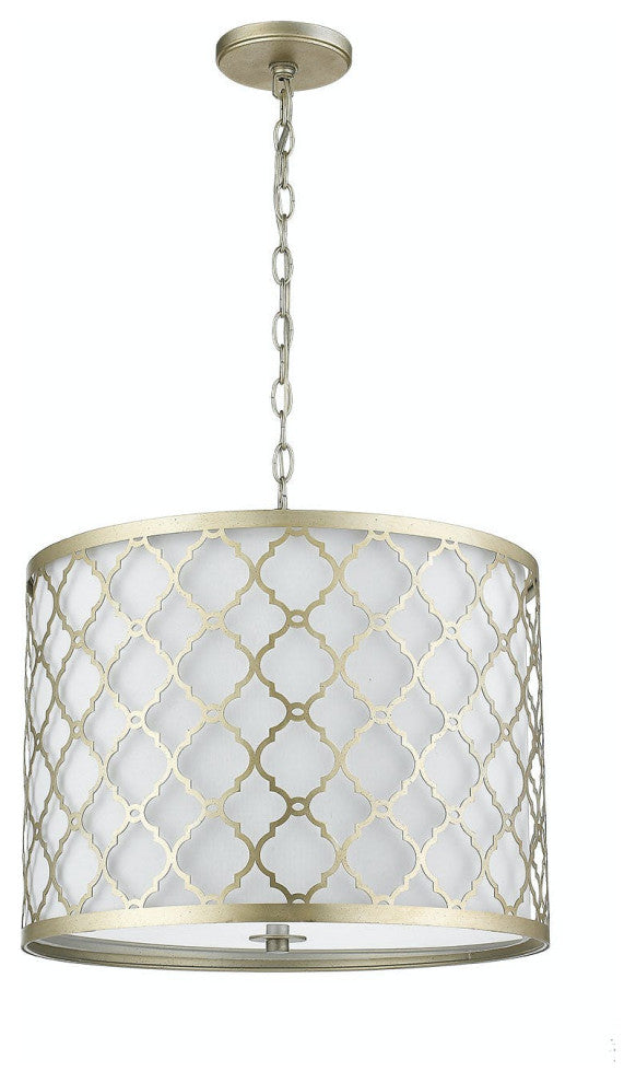 3 Light 18" Drum Pendant in Champagne Gold