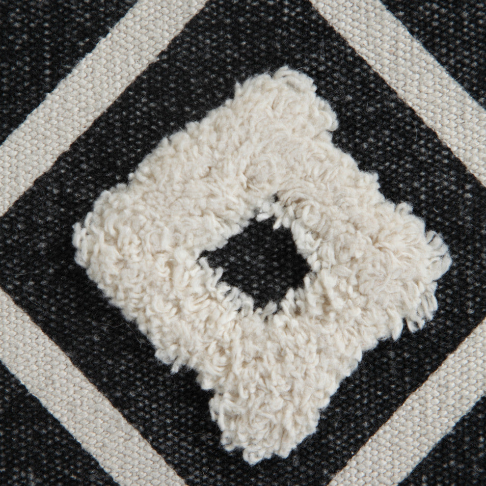 Textured Diamond Medallion Pouf Ottoman