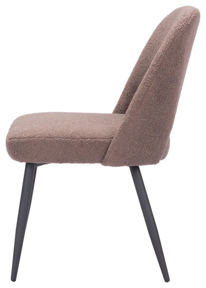 Dining Chair, Set of 2, Steel Metal, Fabric, Brown, Black, Kitchen Cafe Bistro