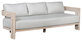 Paradiso Teak Wood Sofa Natural Look - Light Grey Fabric