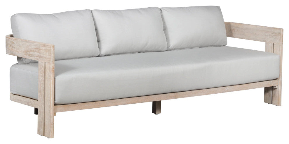 Paradiso Teak Wood Sofa Natural Look - Light Grey Fabric