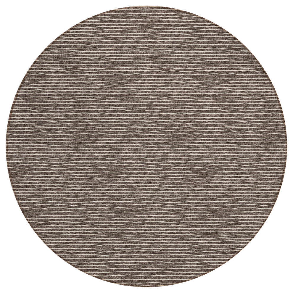 Indoor/Outdoor Laidley LA1 Chocolate Machine Washable 8' x 8' Rug