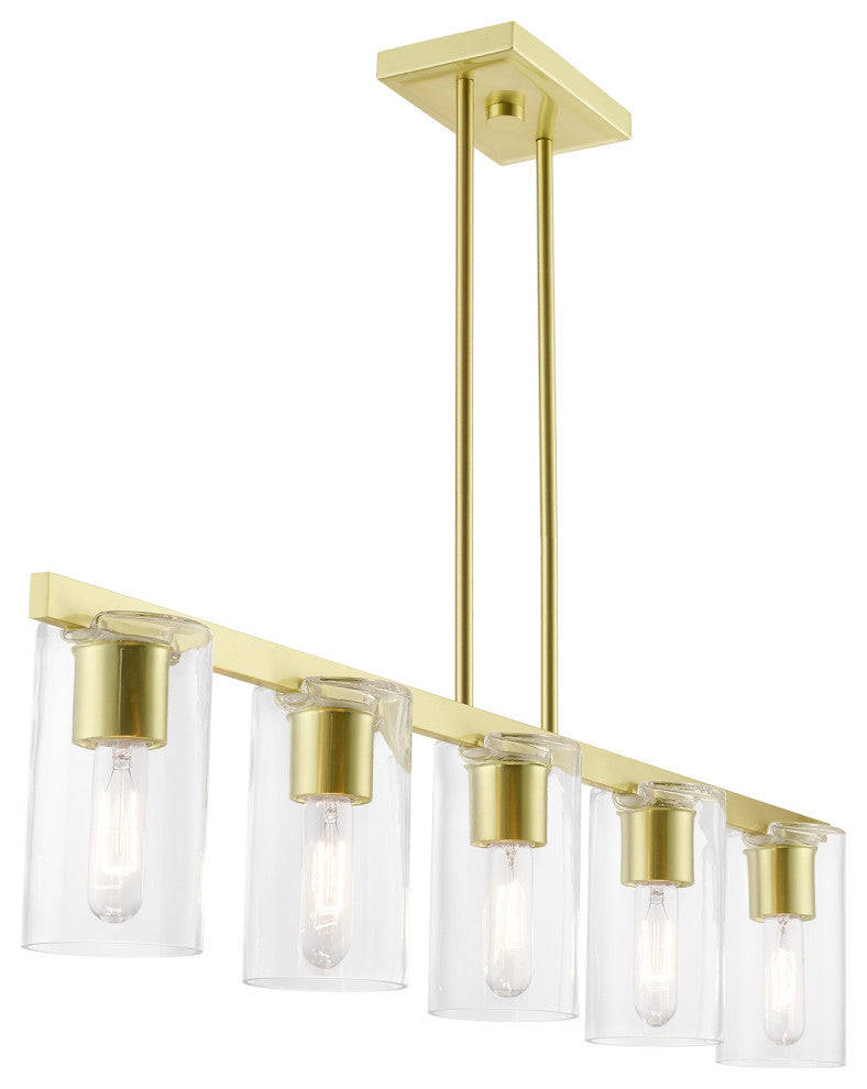 Clarion 5 Light Satin Brass Linear Chandelier