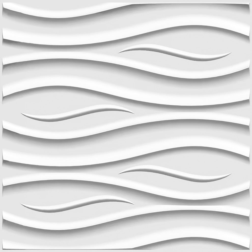 White Wave 3D Wall Panels, Set of 10, Covers 26.9 Sq Ft