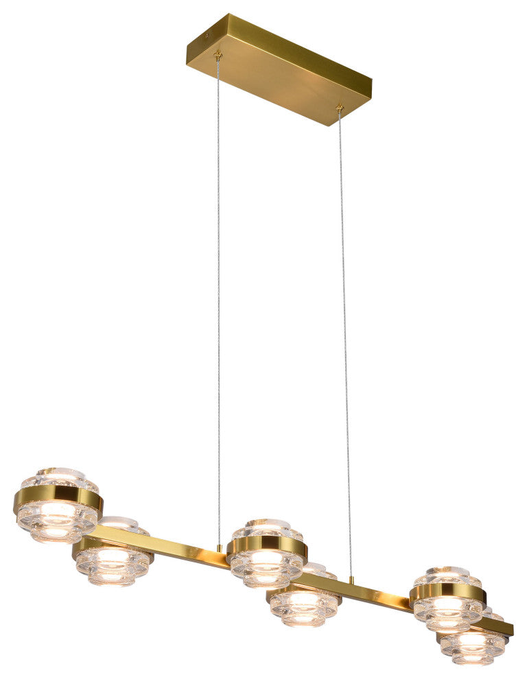 Milano 39" ETL Certified Integrated LED Adjustable Chandelier, Antique Brass