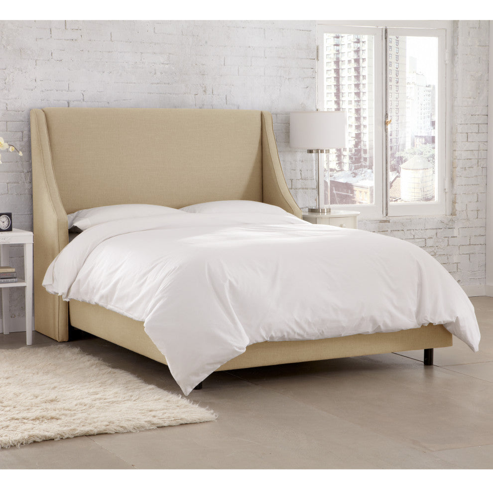 Wingback Bed, Linen Sandstone, King