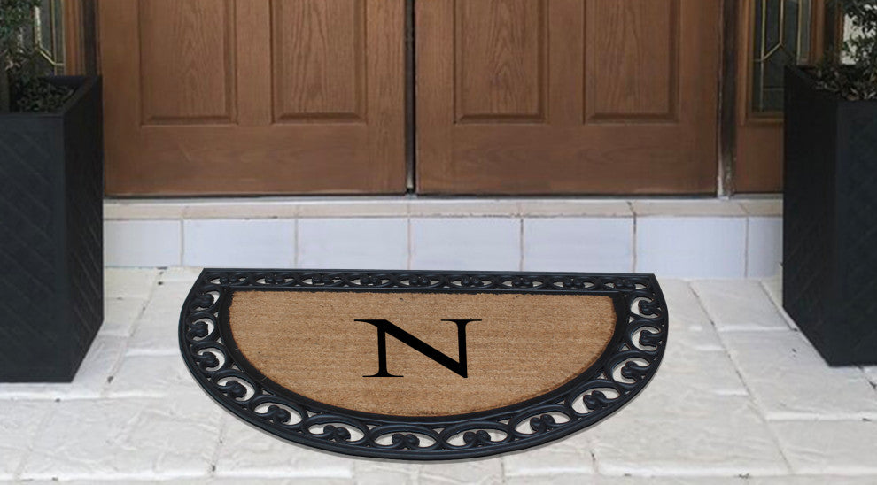 A1HC Half Round 30"x48" Double Door Monogrammed Doormat, N