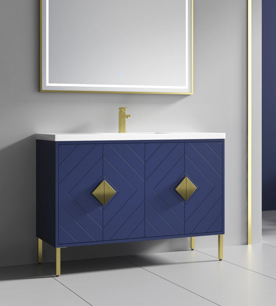 48" Tennant Brand Modern Style Navy Blue Eileen Bathroom Sink Vanity