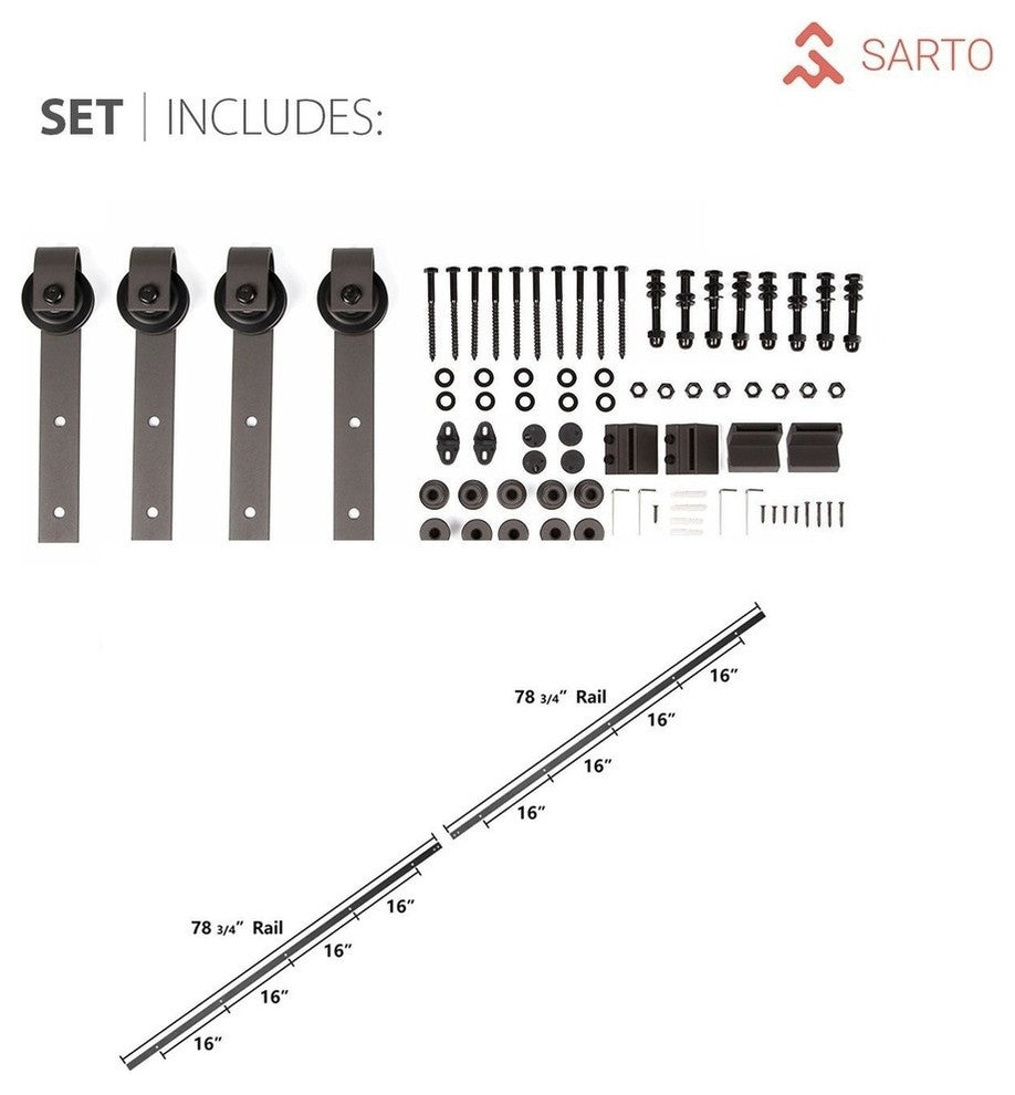 Planum 2102 Closet Double Barn Doors 72x84 Chocolate Ash & Hardware 13FT