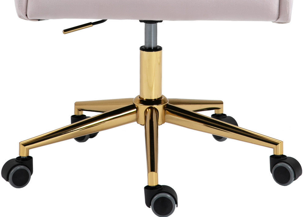 Karina Swivel and Adjustable Velvet Upholstered Office Chair, Pink, Gold Base