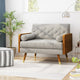 GDF Studio Greta Mid Century Modern Fabric Club Chair, Beige/Dark Walnut