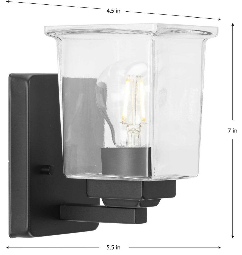 Gilmour Collection 1-Light Matte Black Clear Glass Bath Vanity Light