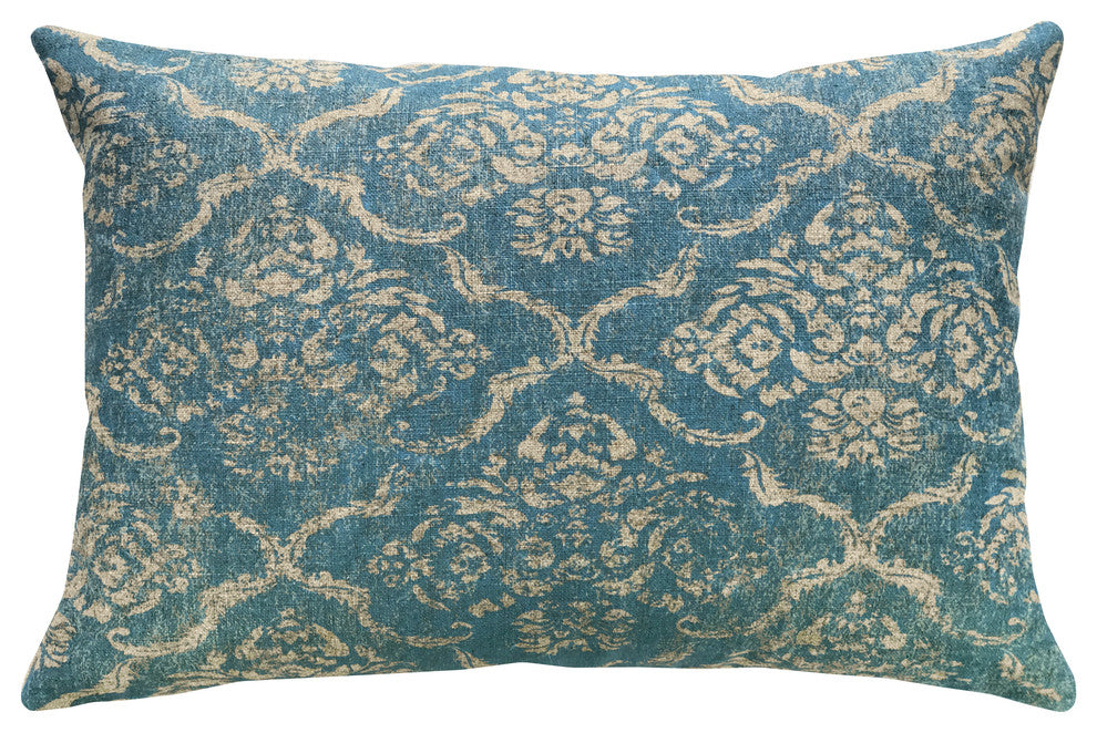 Damask Linen Pillow, 18"x12"