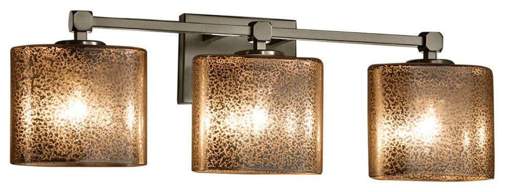 Fusion Tetra 3-Light Bath Bar, Oval, Brushed Nickel, Mercury Glass Shade