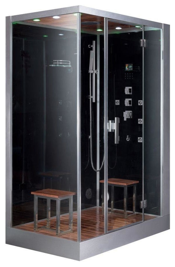 Platinum Black Steam Shower, Black, Right Shower