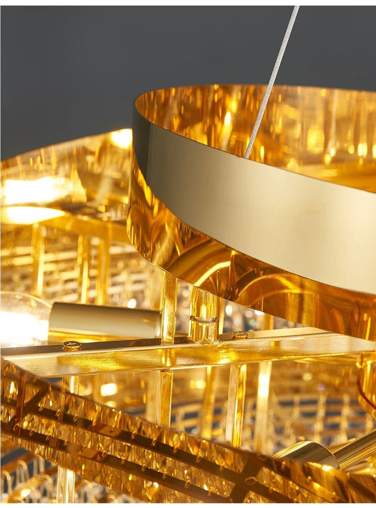 Gold hanging crystal ceiling chandelier for living room, dining room, bedroom