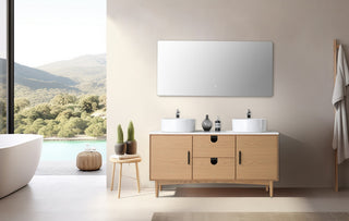 Newton Bath Vanity, Whitewash Oak, 60", Double Sink, Freestanding