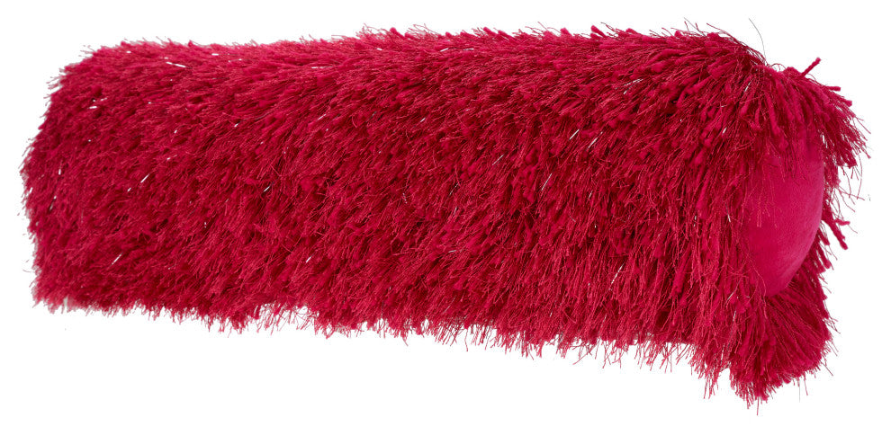 Nourison Home 5"x20" Mina Victory Shag Yarn Shimmer Shag Hot Pink Throw Pillow