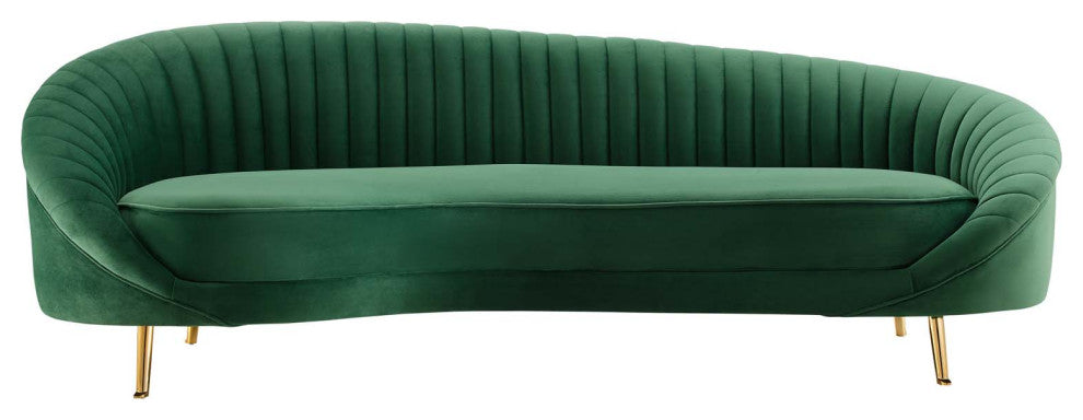 Tufted Sofa, Velvet, Green, Modern, Living Lounge Room Hotel Lobby Hospitality
