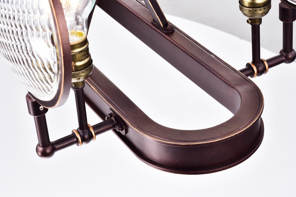 Cartweight 6-Light Oil Rubbed Bronze Semi-flush Chandelier With Headlight Glass