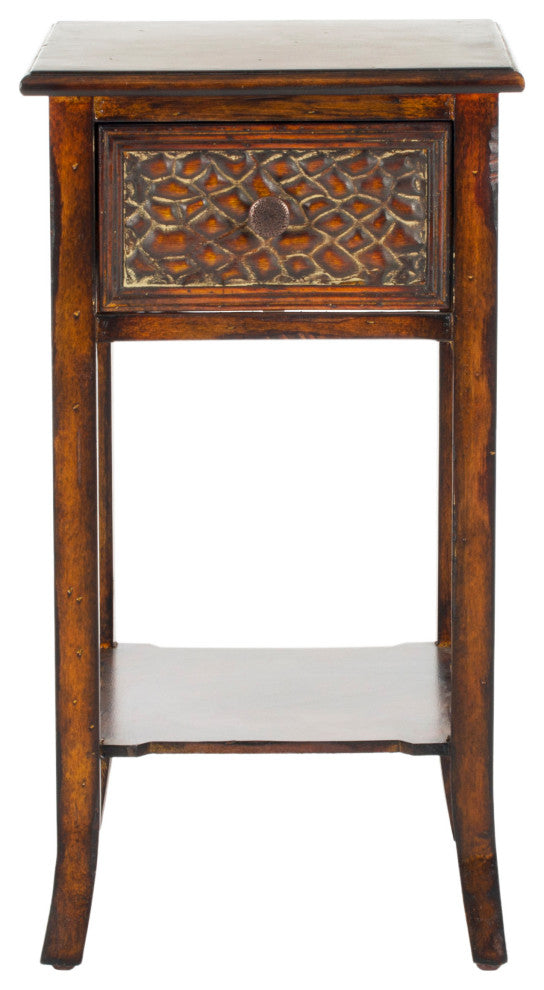 Safavieh Ernest End Table With Storage Drawer, Dark Brown