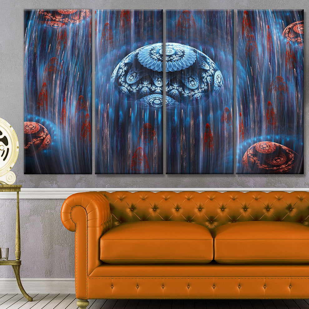 Blue World of Infinite Universe, Abstract Canvas Art Print, 48"x28", 4 Panels