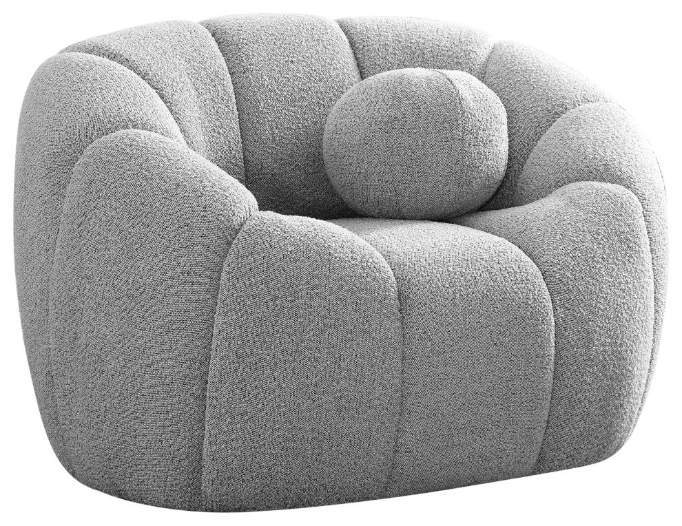 Elijah Boucle Fabric Upholstered Chair, Grey
