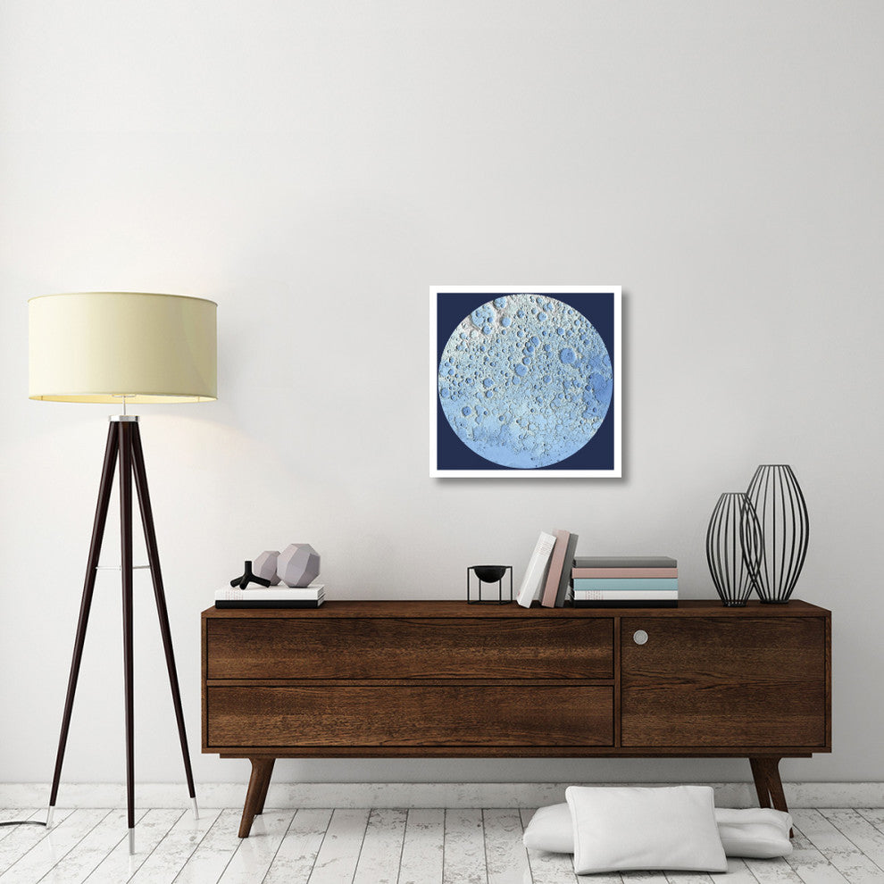 "Unmarked Decorative Topographic Map of the Moon, North Pole" Paper Art, 26"x26"