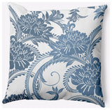 Flower Flourish Polyester Indoor Pillow, Navy, 26"x26"