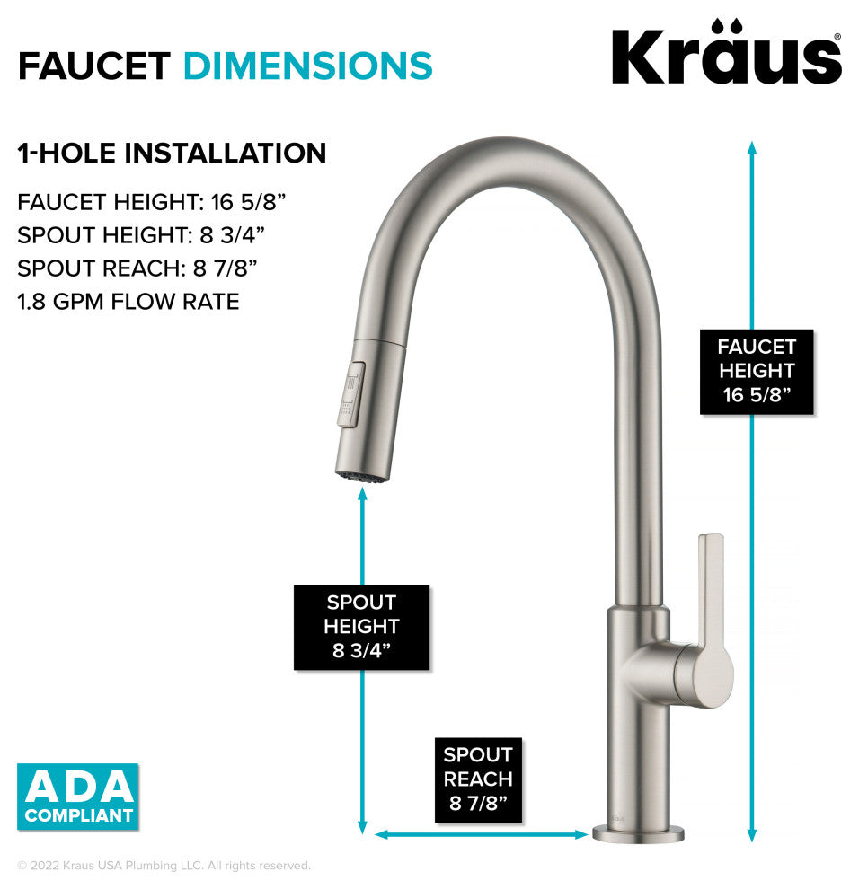 KRAUS Standart PRO 33" Drop, / Undermount Kitchen Sink and Pulldown Faucet SFS