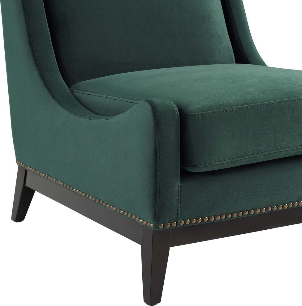 Confident Accent Upholstered Performance Velvet Lounge Chair Green