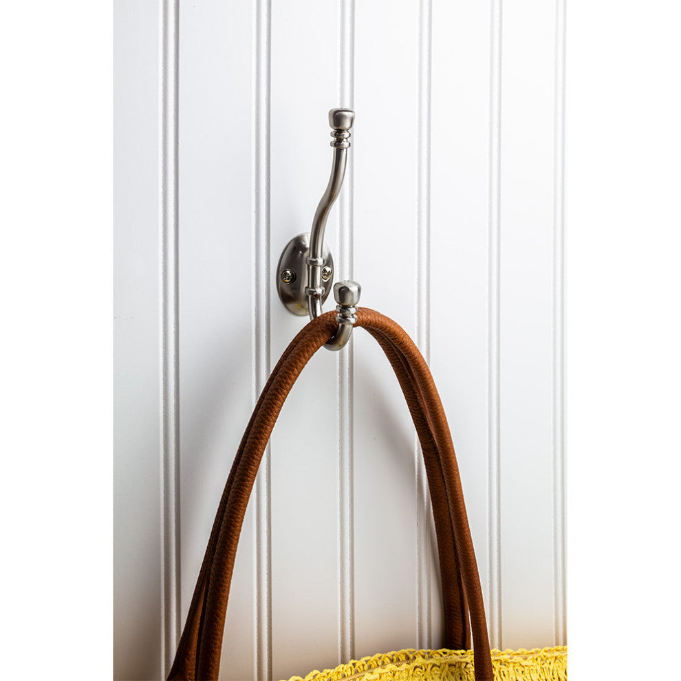 5-3/16" Double zinc wall mount hook. Finish: SN.