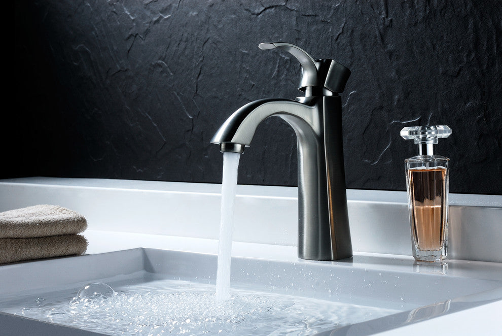 Rhythm Single Hole Single Handle Mid-Arc Bathroom Faucet, Brushed Nickel