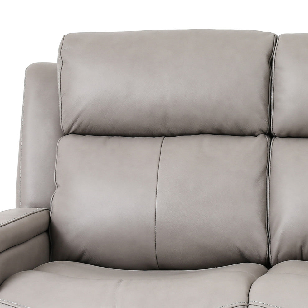 Claude Dual Power Reclining Sofa, Light Gray Genuine Leather